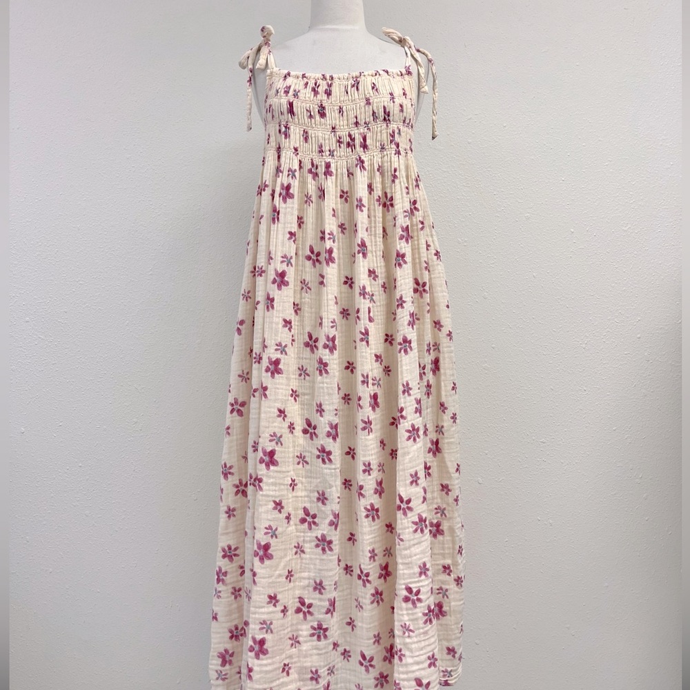 NEVER WORN Free People Maxi Dress with Floral Design 100% Cotton Gauze Material